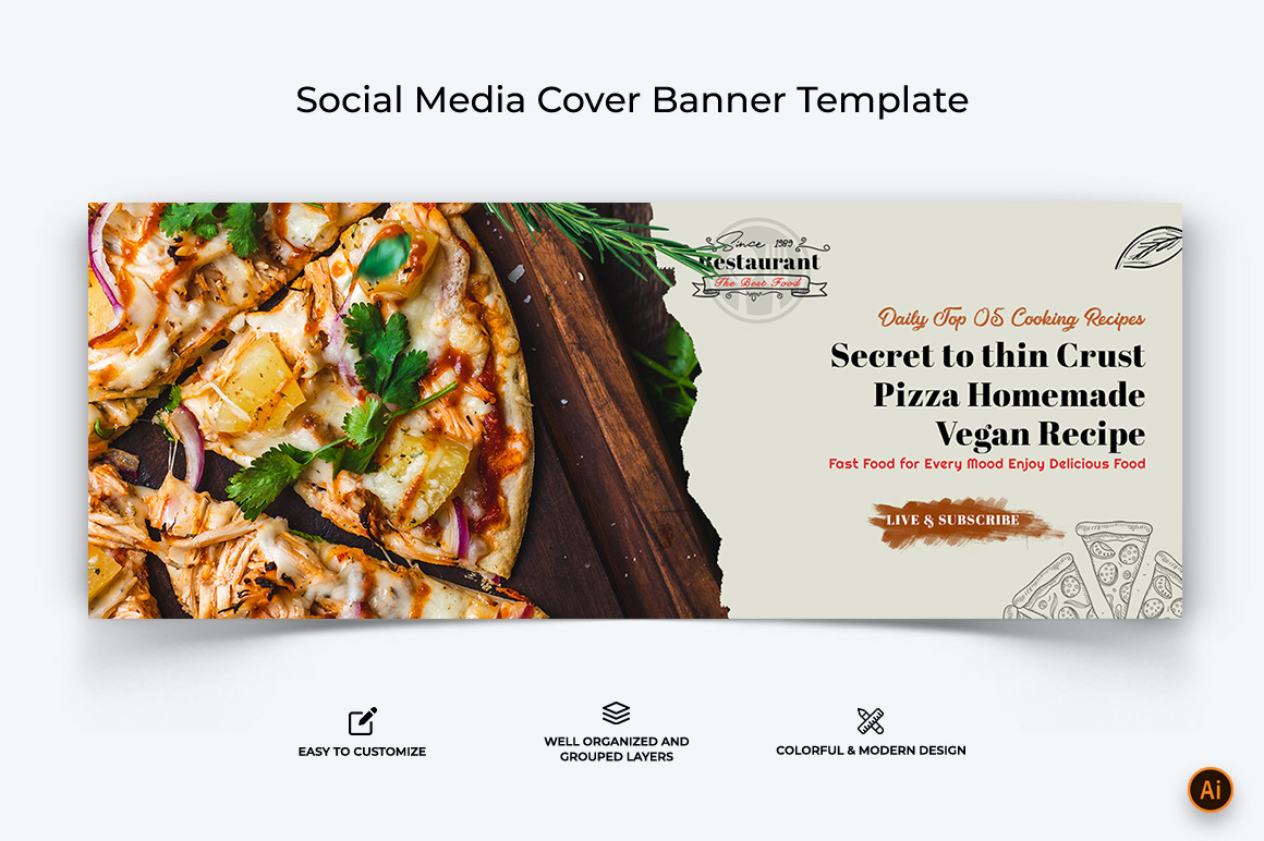 Food and Restaurant Facebook Cover Banner Design-28