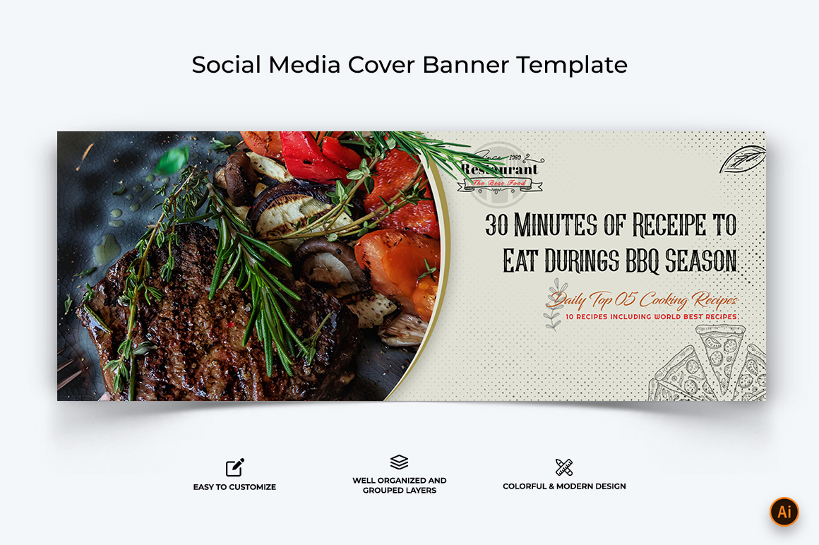 Food and Restaurant Facebook Cover Banner Design-30