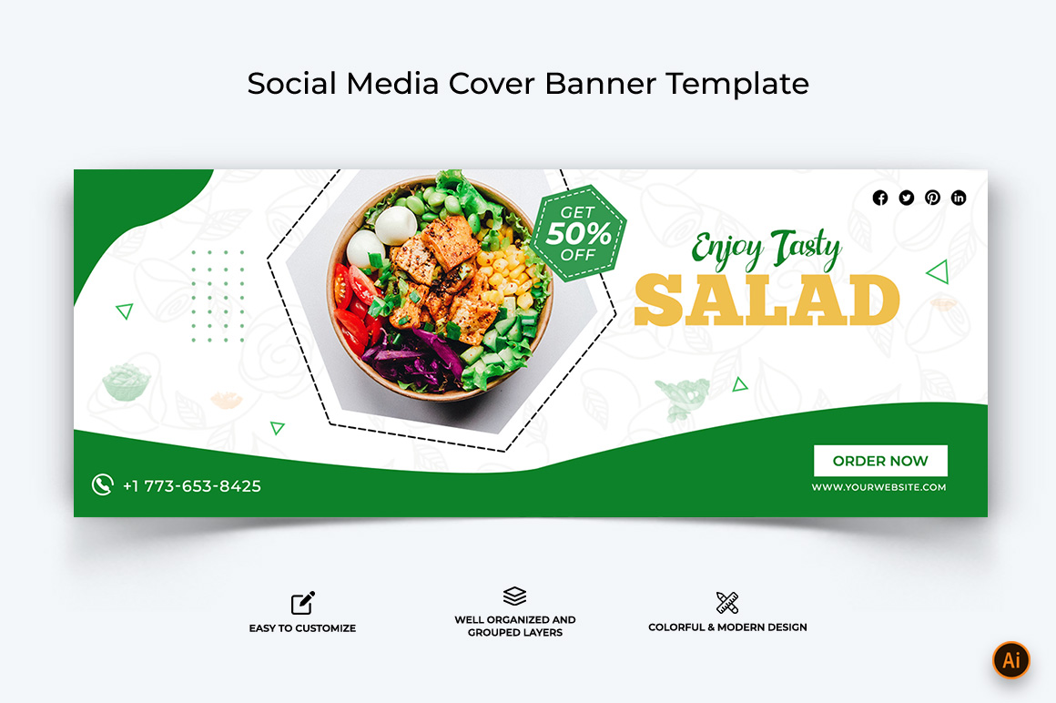 Food and Restaurant Facebook Cover Banner Design-32