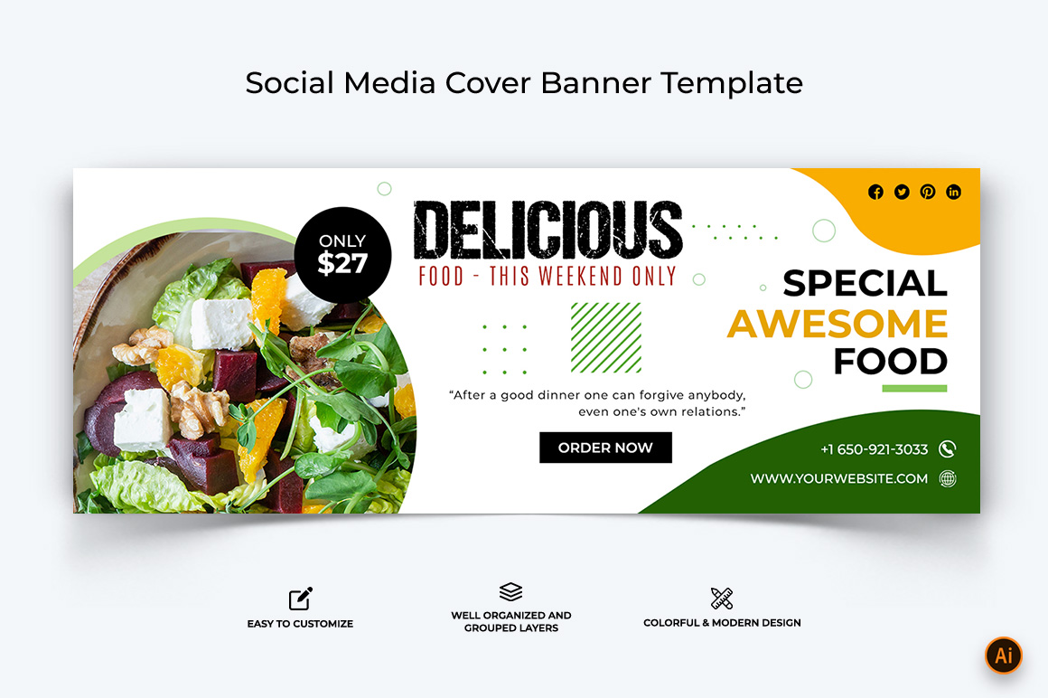 Food and Restaurant Facebook Cover Banner Design-33