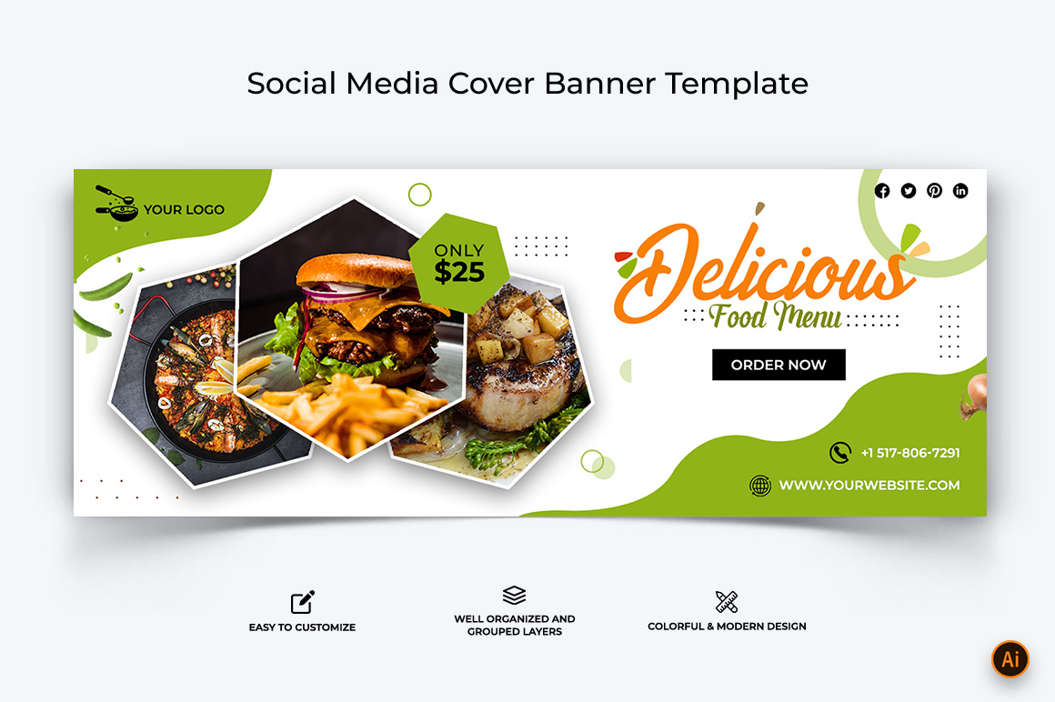 Food and Restaurant Facebook Cover Banner Design-36