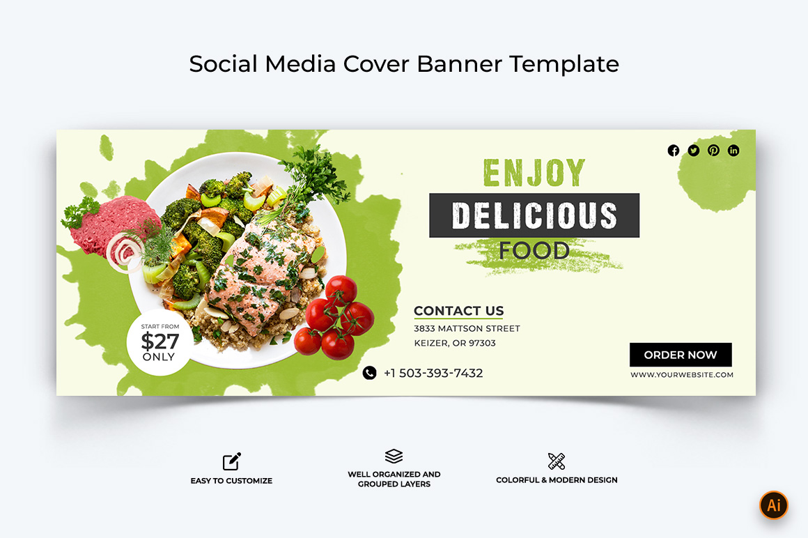 Food and Restaurant Facebook Cover Banner Design-37