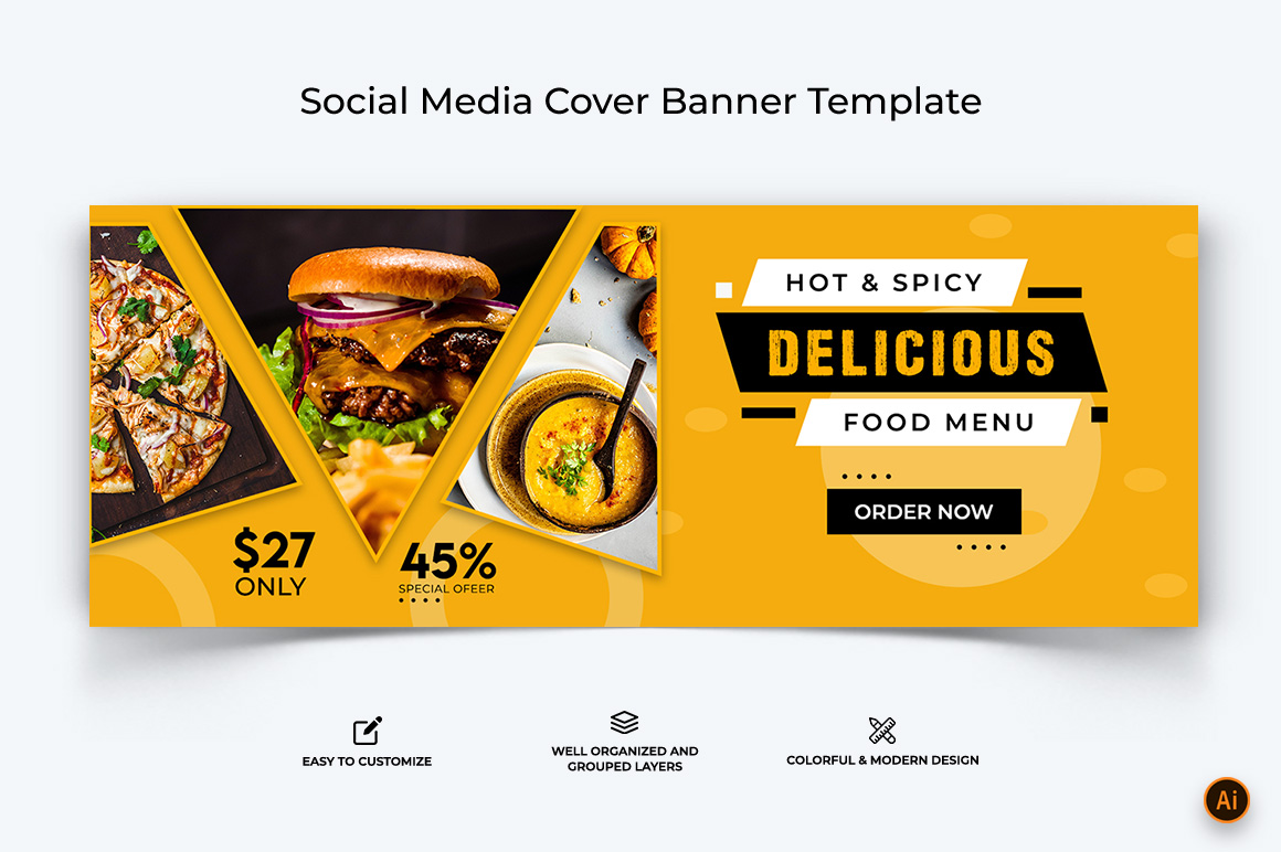 Food and Restaurant Facebook Cover Banner Design-38