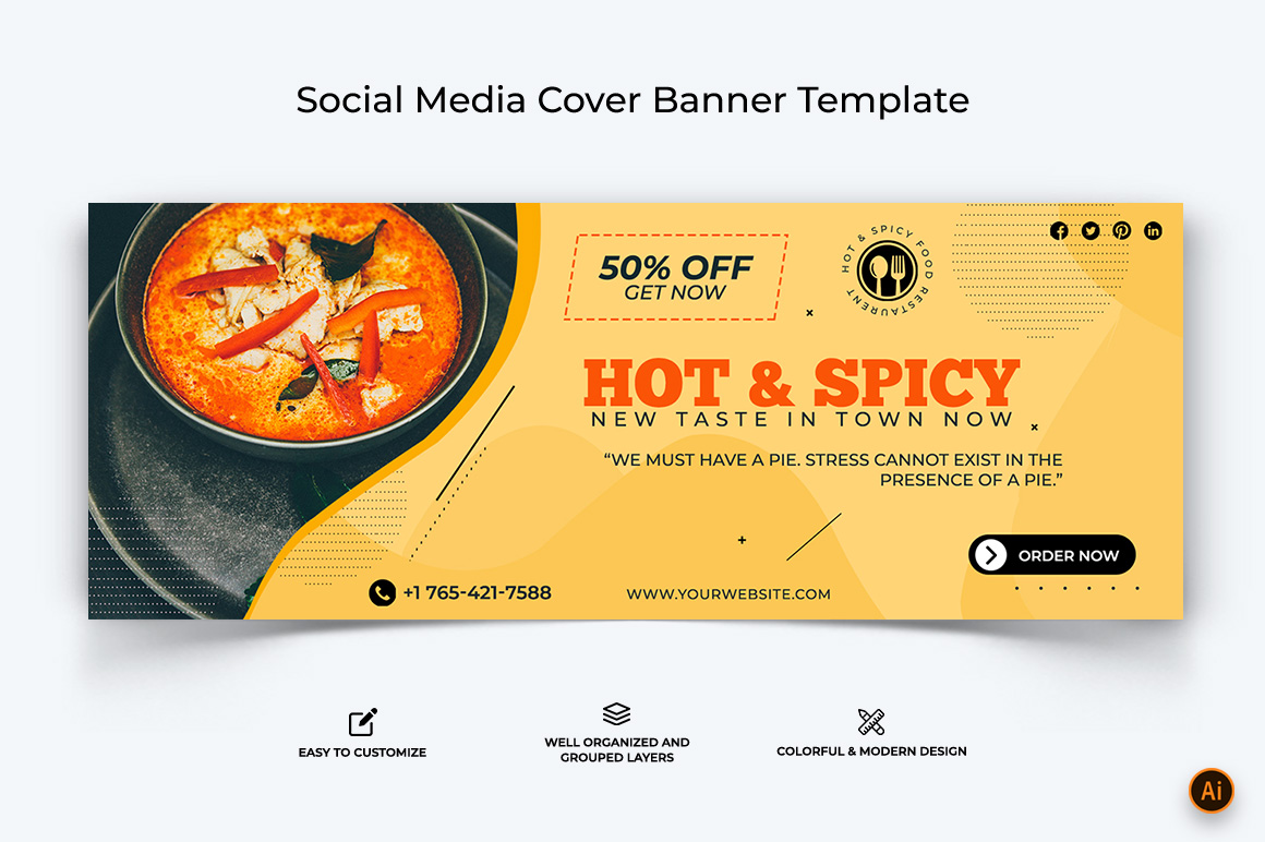 Food and Restaurant Facebook Cover Banner Design-41