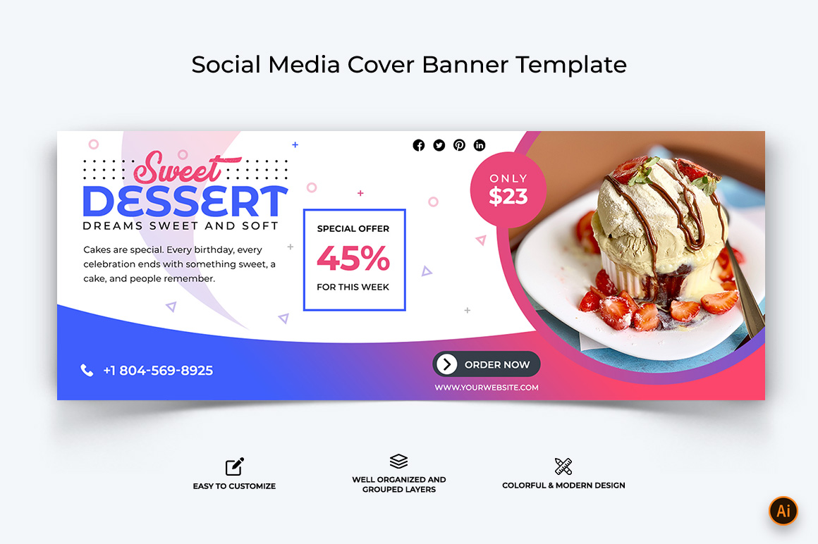 Food and Restaurant Facebook Cover Banner Design-45