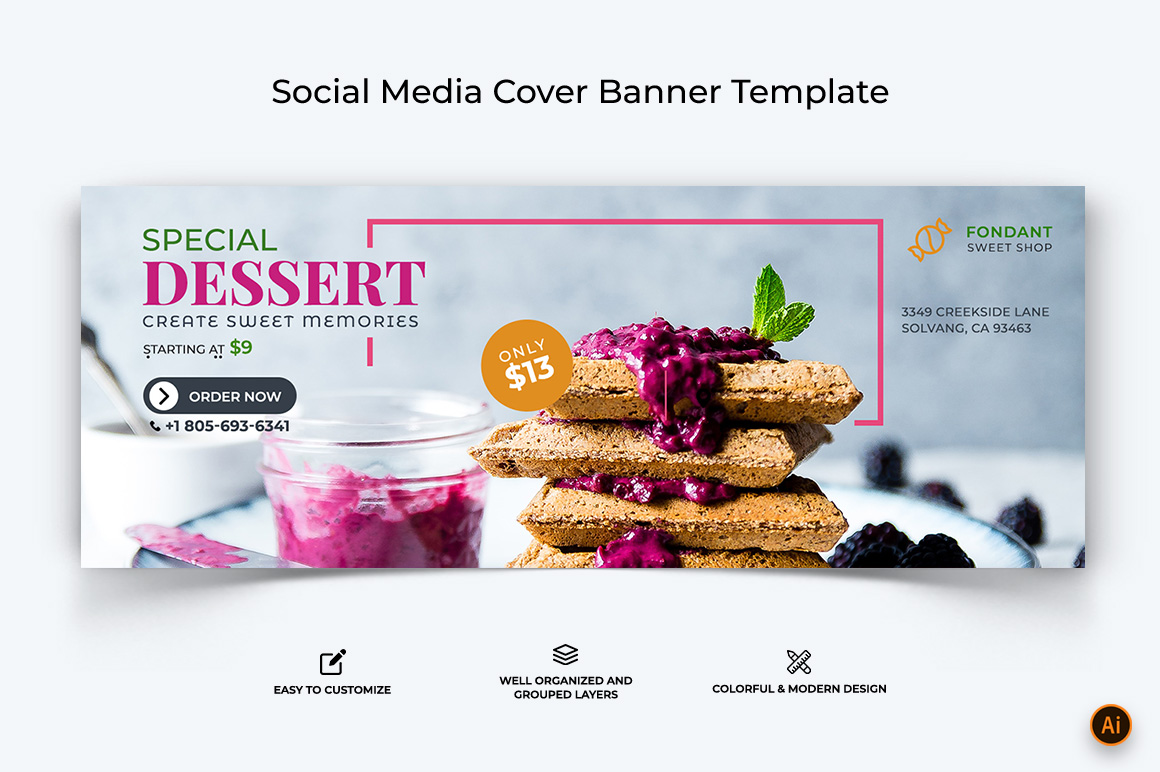 Food and Restaurant Facebook Cover Banner Design-46