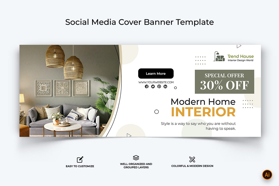 Interior Minimal Facebook Cover Banner Design-24