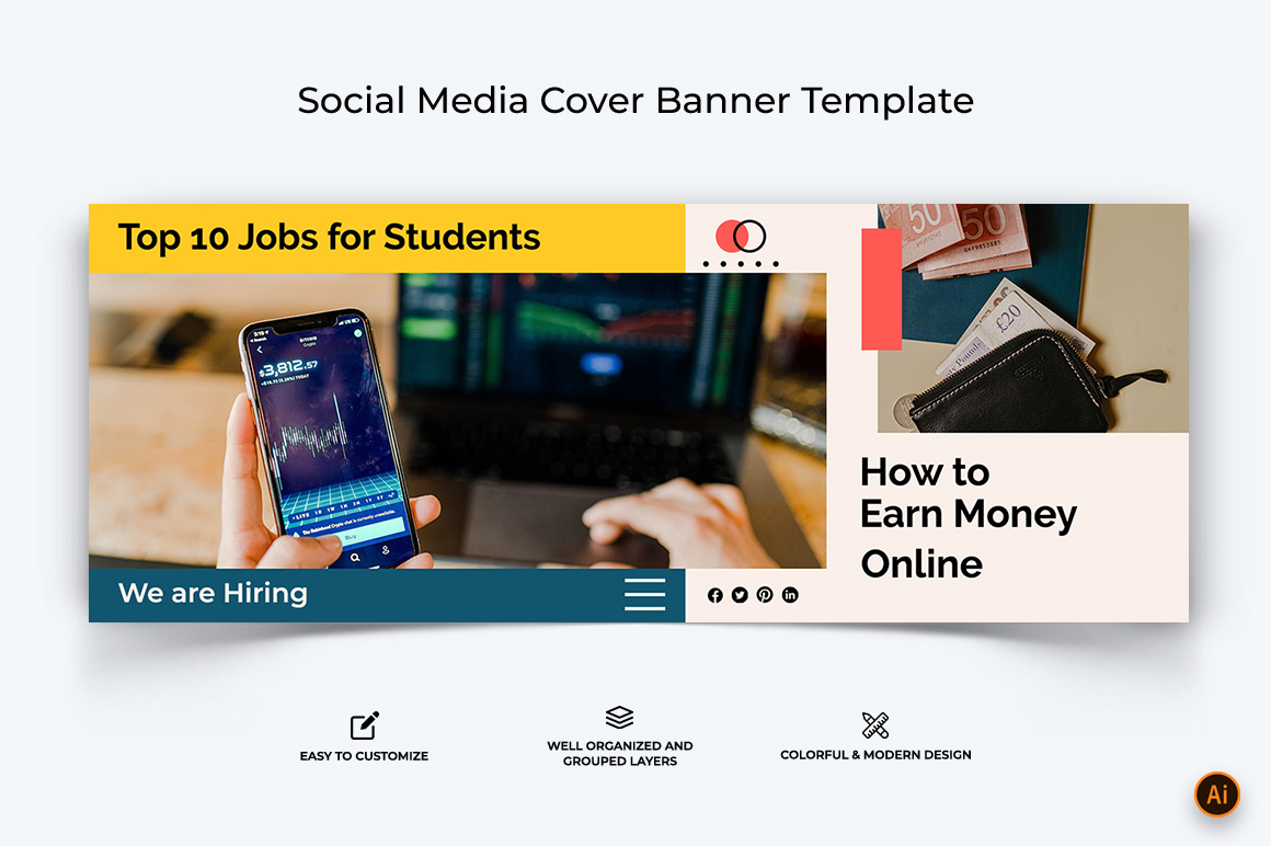 Online Money Earnings Facebook Cover Banner Design-01