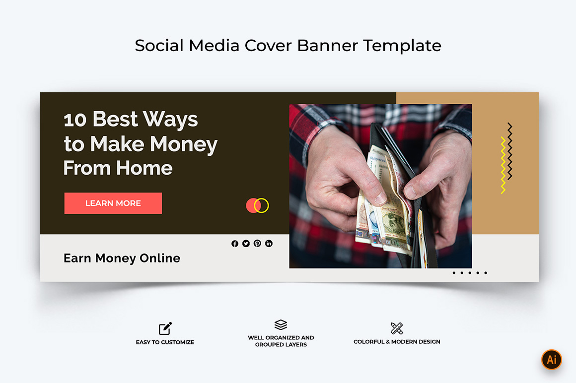 Online Money Earnings Facebook Cover Banner Design-02