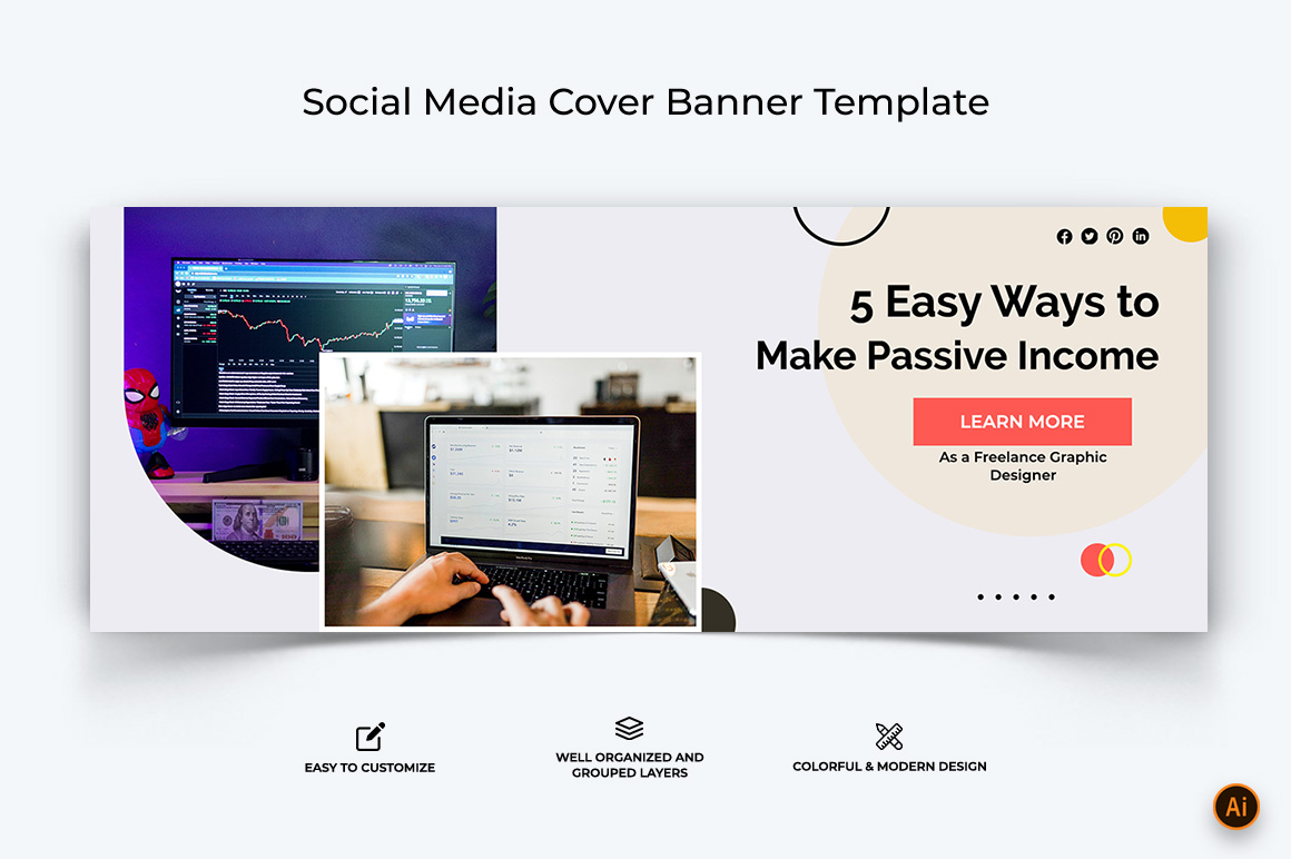 Online Money Earnings Facebook Cover Banner Design-06