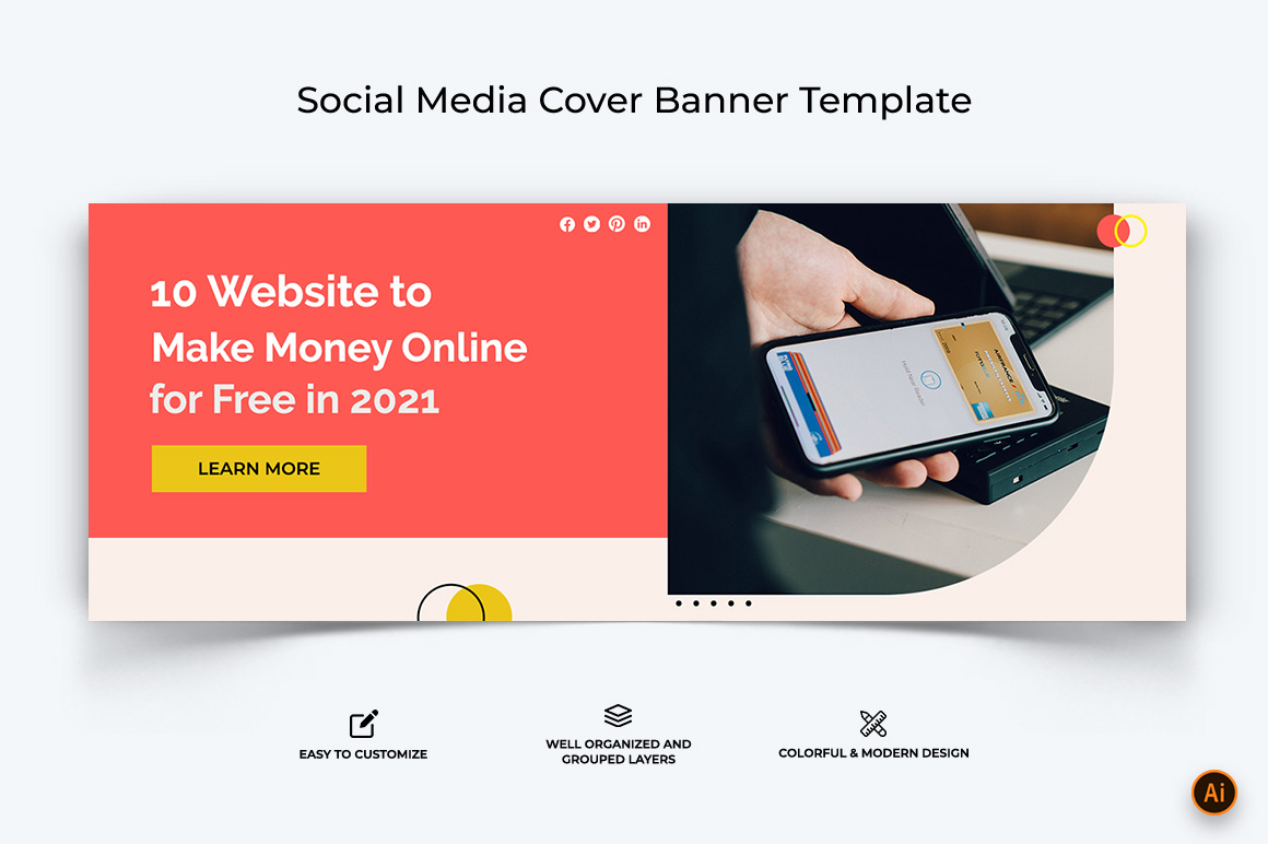 Online Money Earnings Facebook Cover Banner Design-07