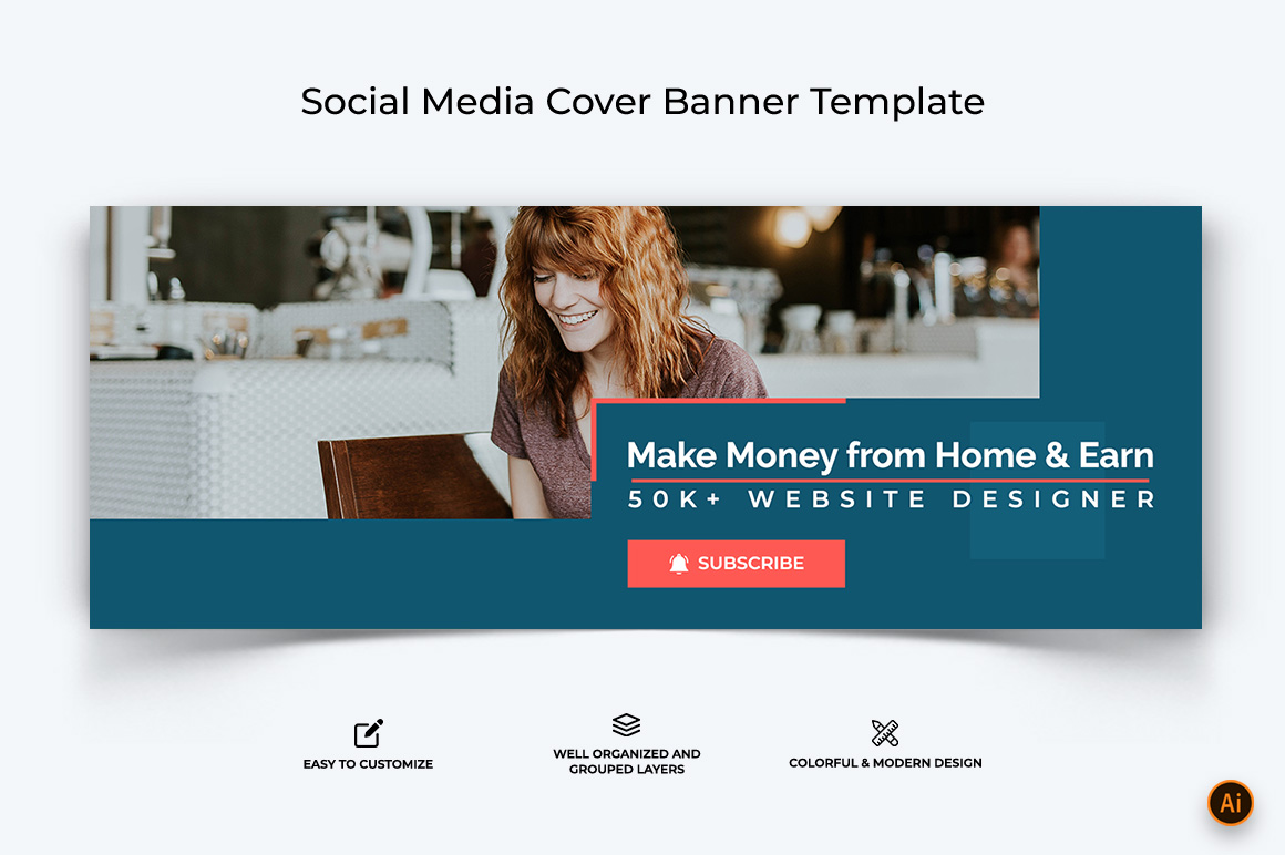 Online Money Earnings Facebook Cover Banner Design-10