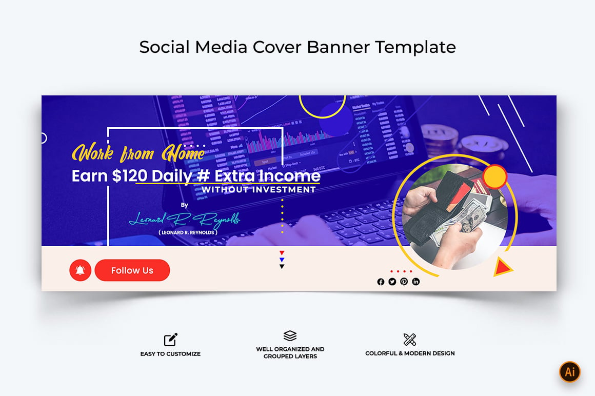 Online Money Earnings Facebook Cover Banner Design-11