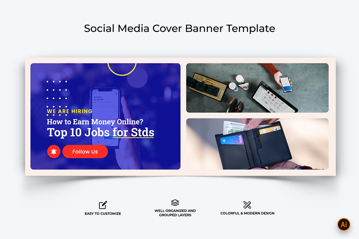 Online Money Earnings Facebook Cover Banner Design-13