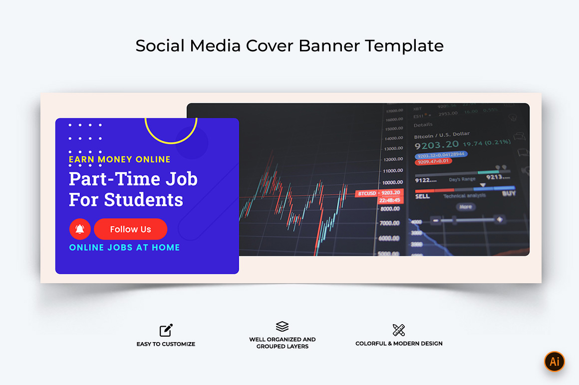 Online Money Earnings Facebook Cover Banner Design-14