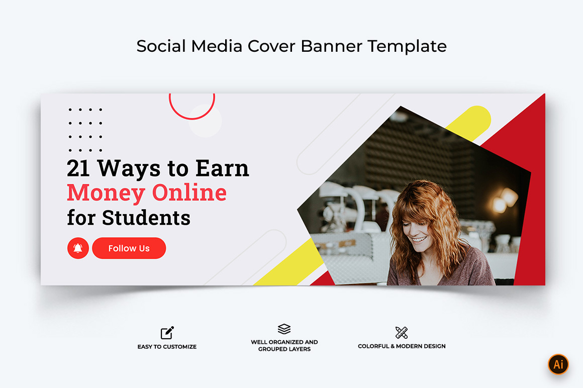 Online Money Earnings Facebook Cover Banner Design-16