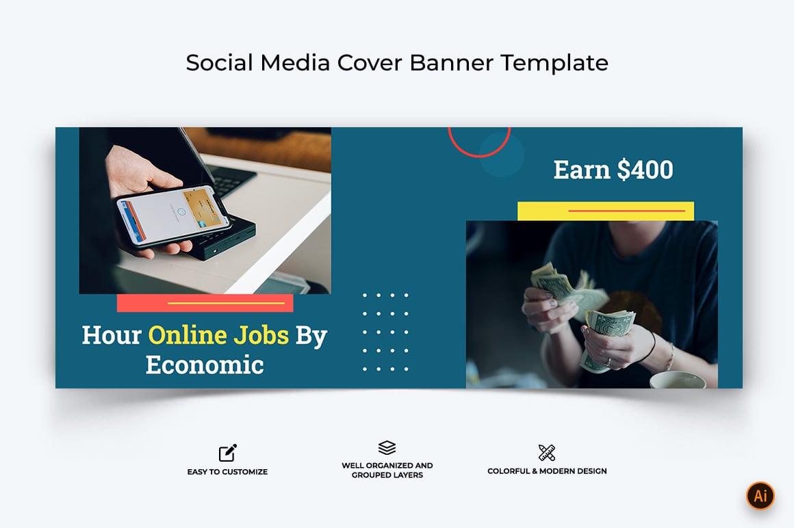 Online Money Earnings Facebook Cover Banner Design-17