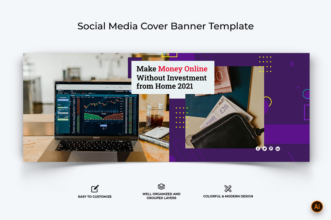 Online Money Earnings Facebook Cover Banner Design-19