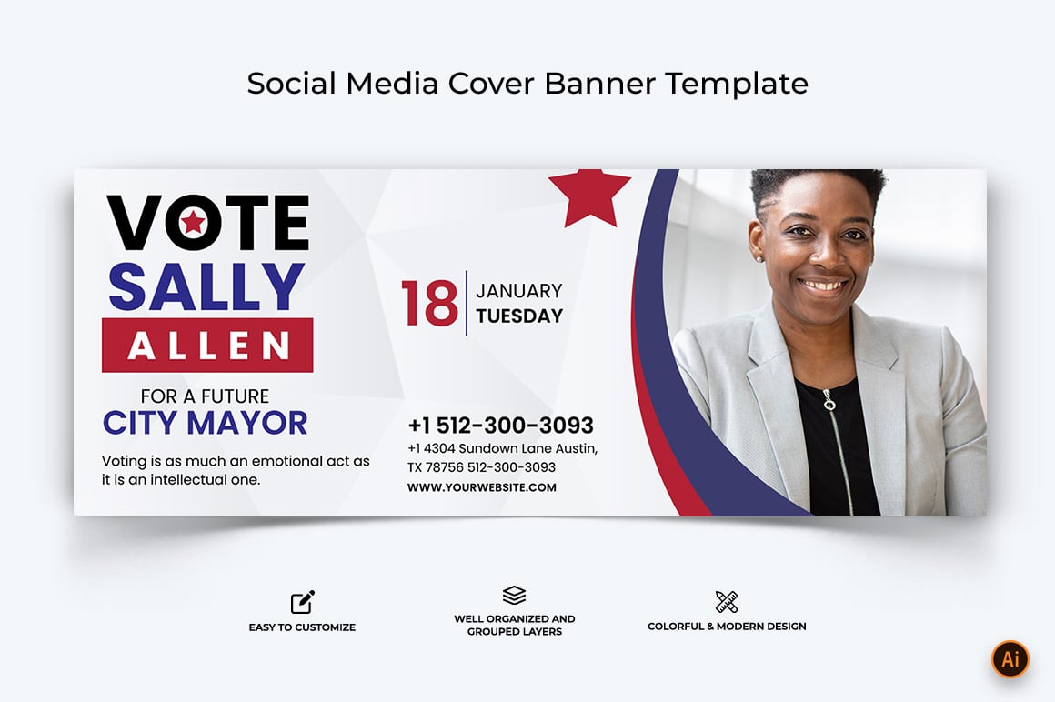 Political Campaign Facebook Cover Banner Design-12