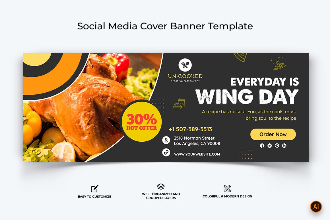 Restaurant and Food Facebook Cover Banner Design-01