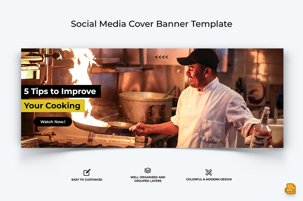 Chef Cooking Facebook Cover Banner Design-003