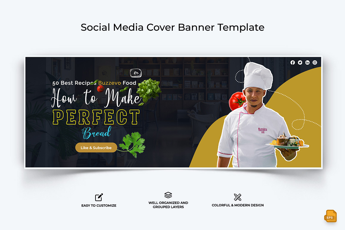 Chef Cooking Facebook Cover Banner Design-004