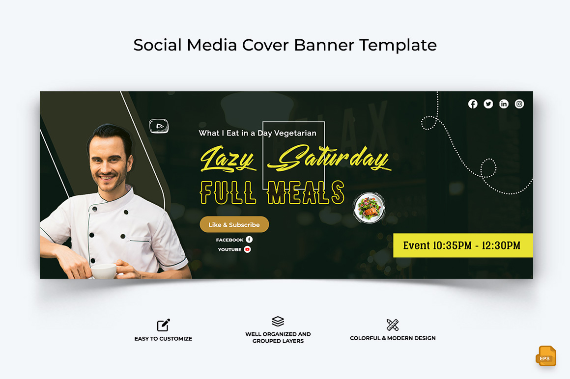 Chef Cooking Facebook Cover Banner Design-006