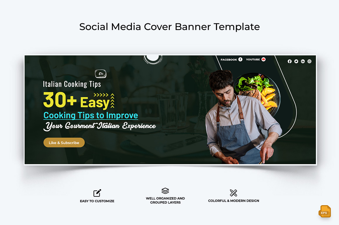 Chef Cooking Facebook Cover Banner Design-008