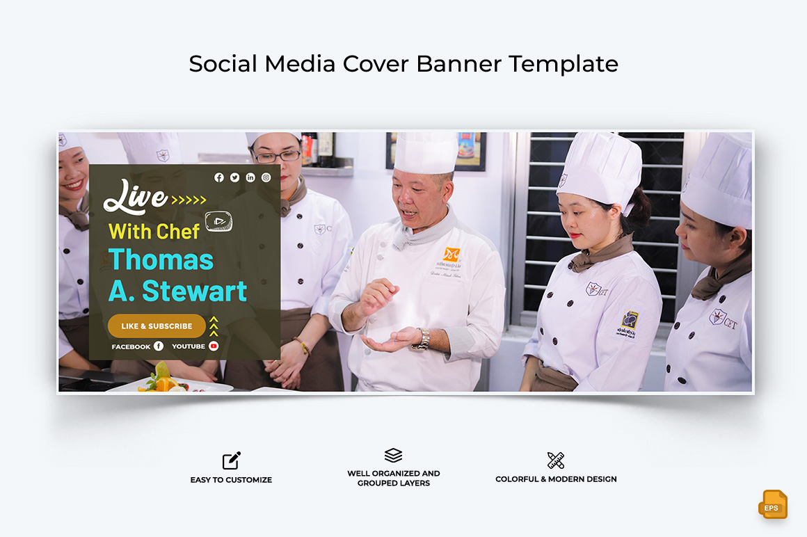 Chef Cooking Facebook Cover Banner Design-009