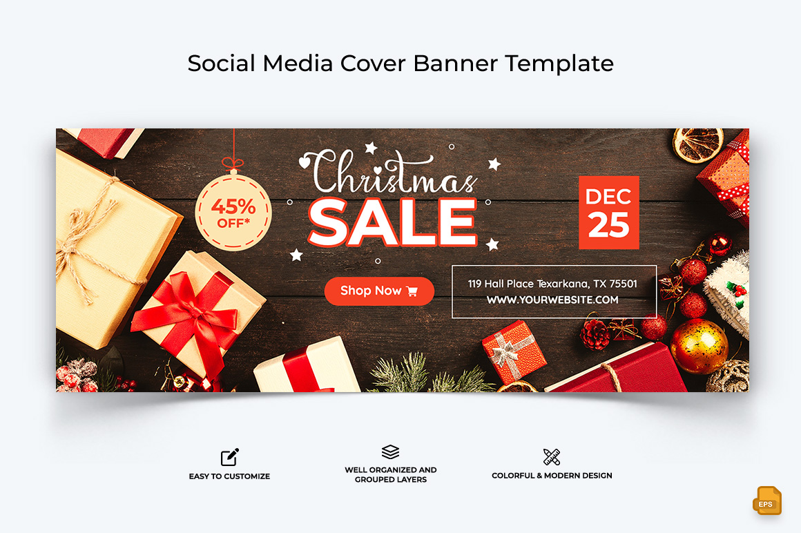 Christmas Sale Facebook Cover Banner Design-002