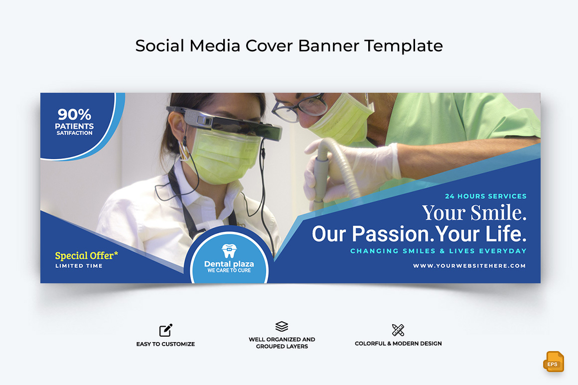 Dental Care Facebook Cover Banner Design-007