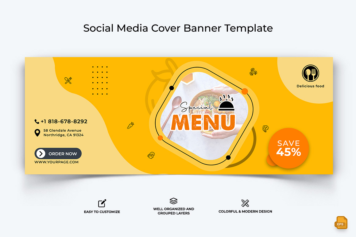 Food and Restaurant Facebook Cover Banner Design-043