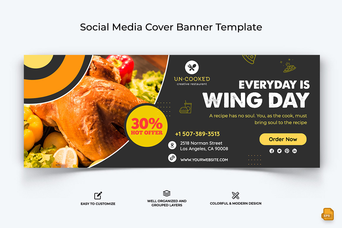 Restaurant and Food Facebook Cover Banner Design-001