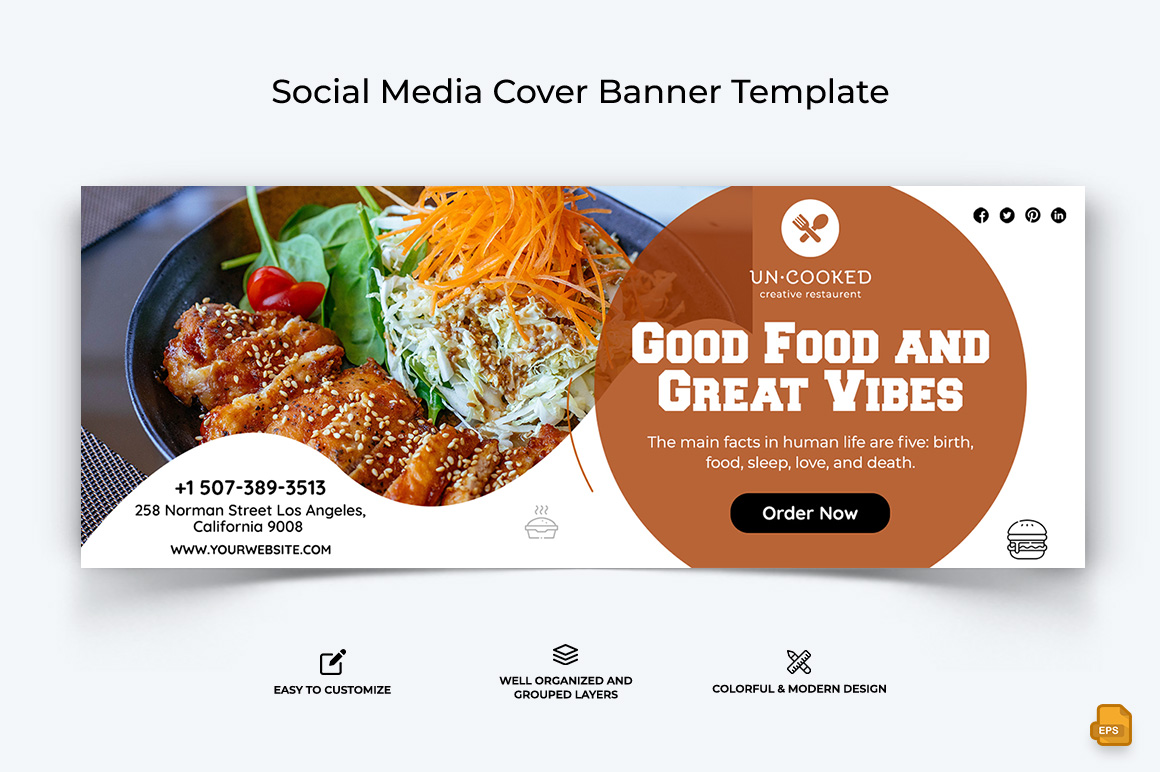 Restaurant and Food Facebook Cover Banner Design-005