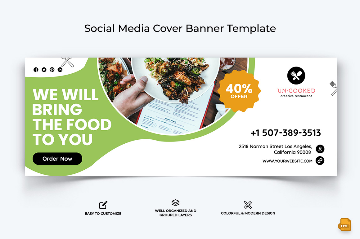 Restaurant and Food Facebook Cover Banner Design-007