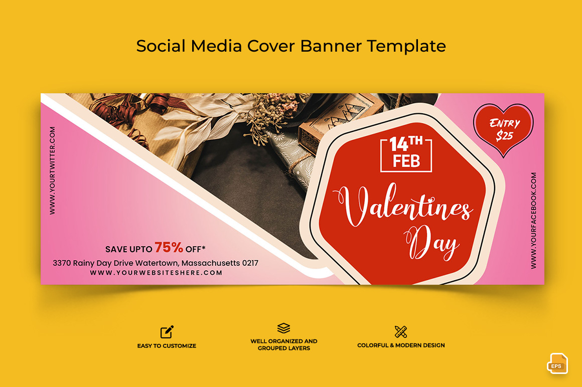 Valentines Day Facebook Cover Banner Design-007