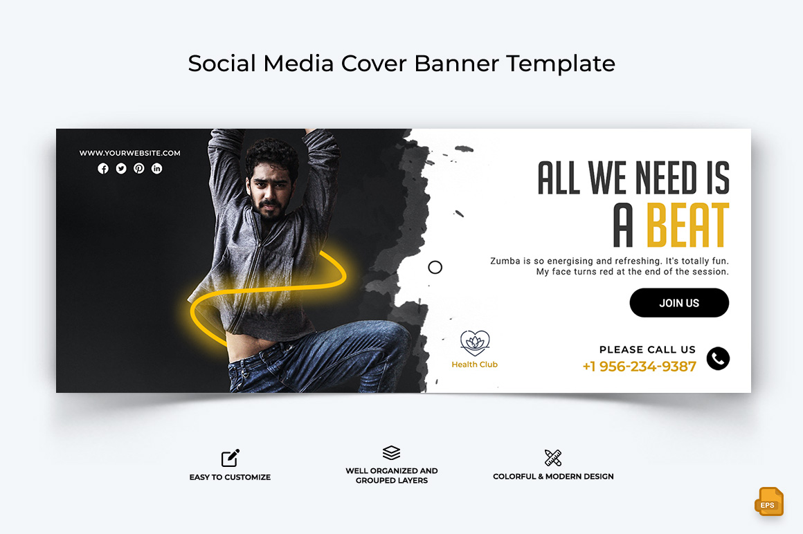 Zumba Dance Facebook Cover Banner Design-006