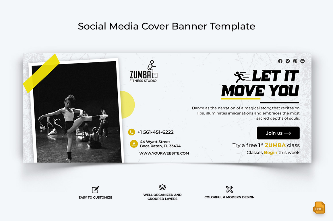 Zumba Dance Facebook Cover Banner Design-014