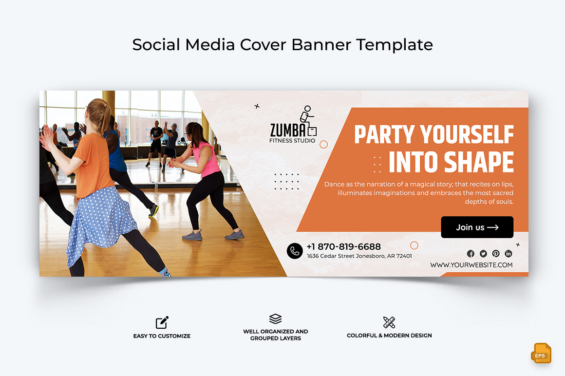 Zumba Dance Facebook Cover Banner Design-015