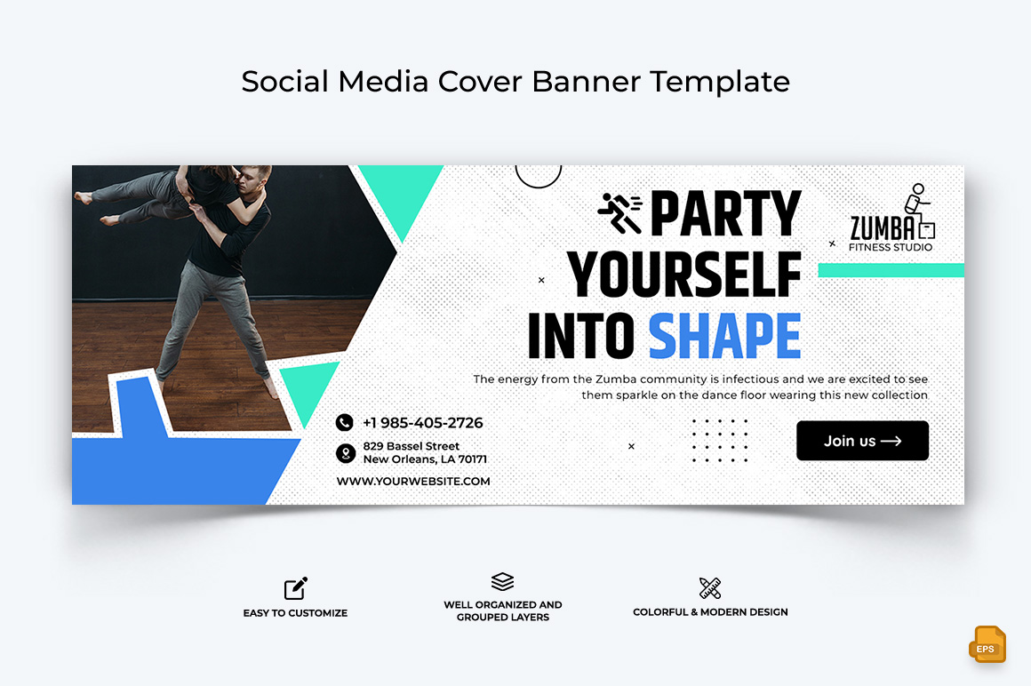 Zumba Dance Facebook Cover Banner Design-016