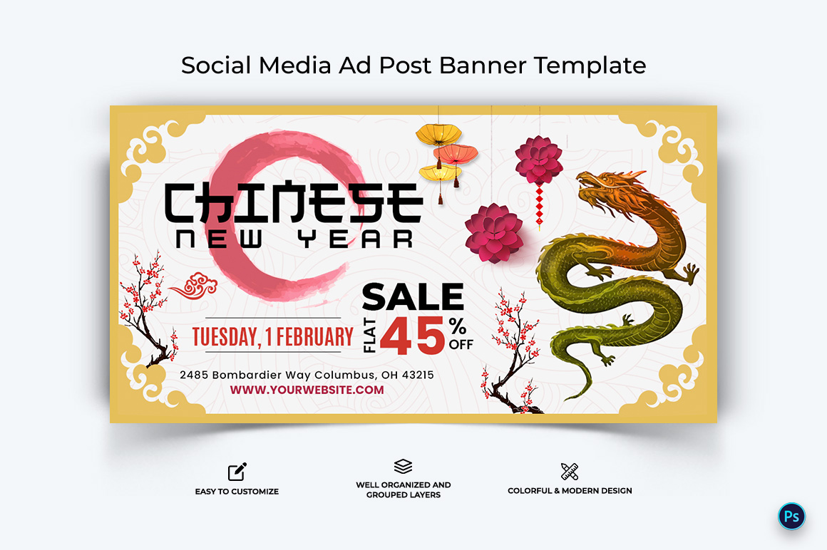 Chinese New Year Facebook Ad Banner Design Template-10