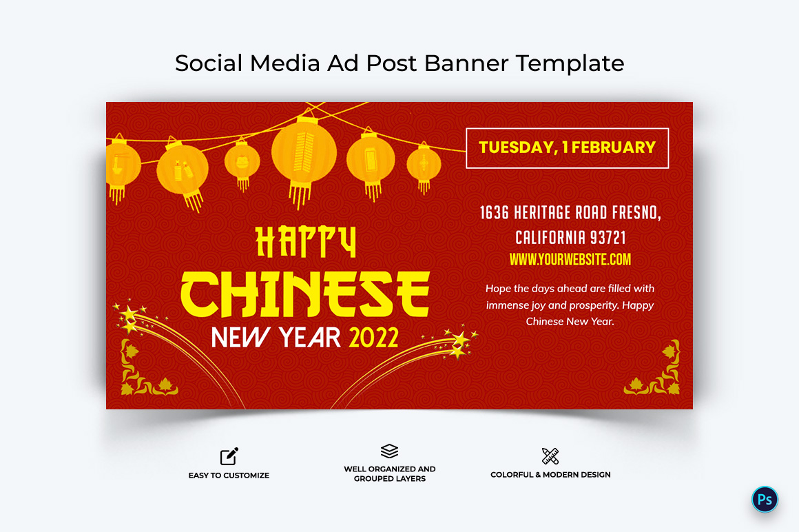 Chinese New Year Facebook Ad Banner Design Template-13