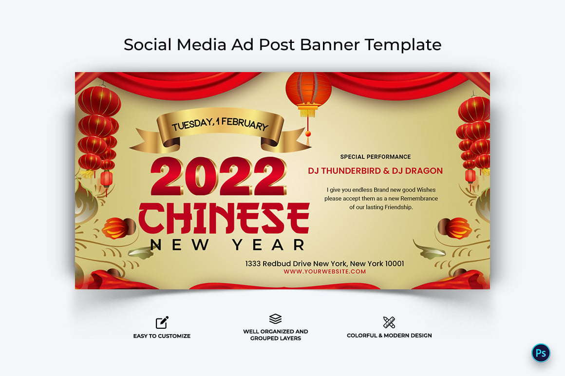 Chinese New Year Facebook Ad Banner Design Template-16