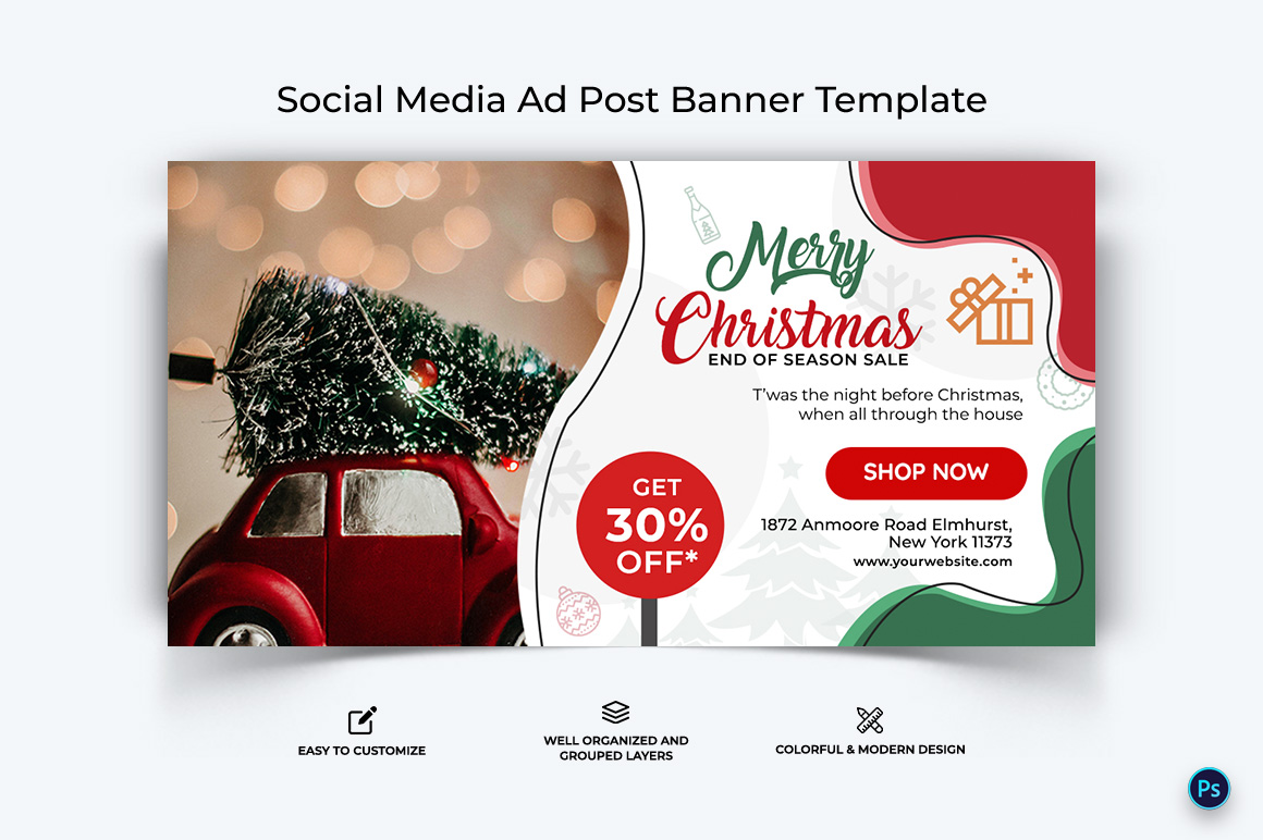 Christmas Sale Offer Facebook Ad Banner Design Template-11