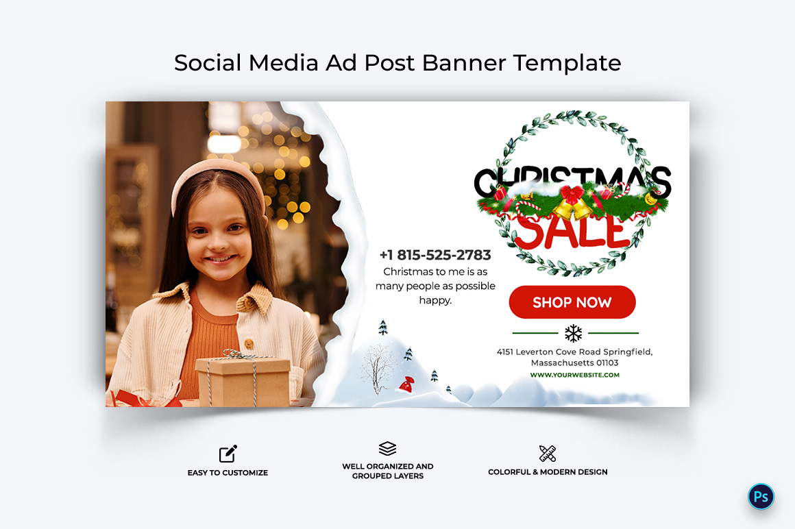 Christmas Sale Offer Facebook Ad Banner Design Template-13