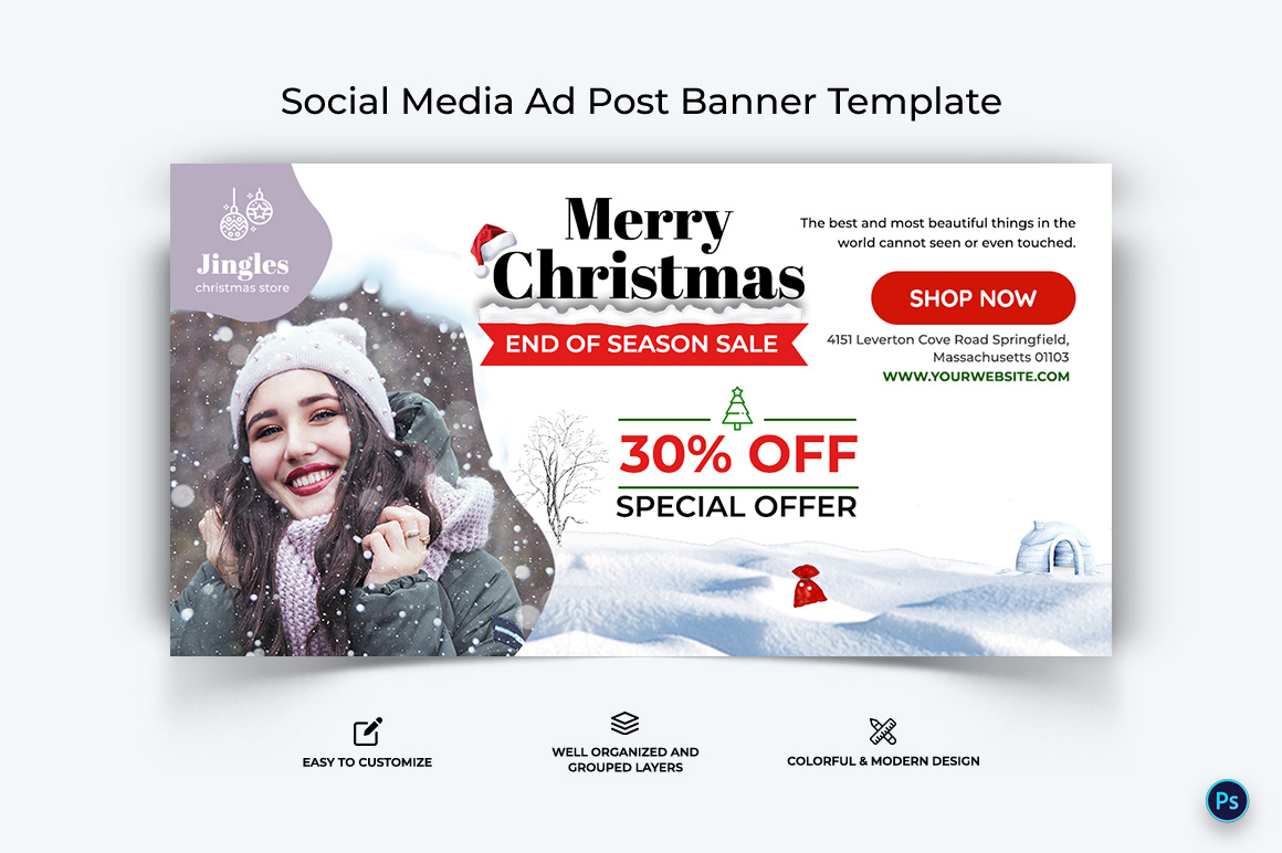 Christmas Sale Offer Facebook Ad Banner Design Template-14