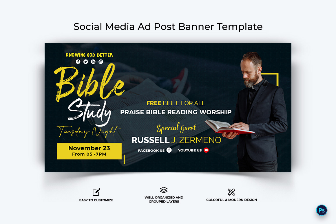 Church Facebook Ad Banner Design Template-14