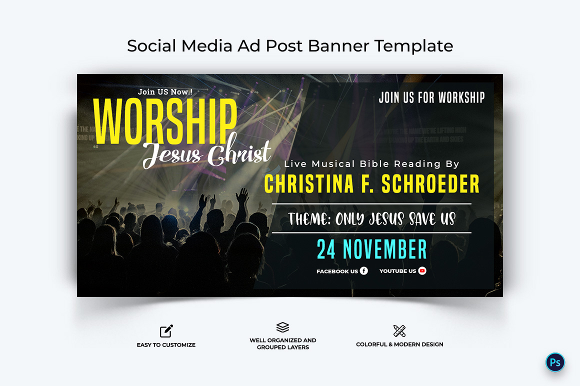 Church Facebook Ad Banner Design Template-22