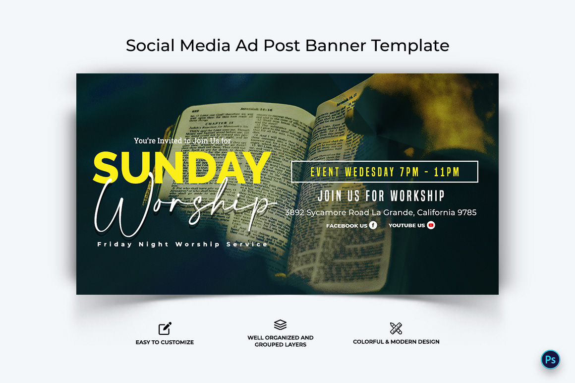 Church Facebook Ad Banner Design Template-23