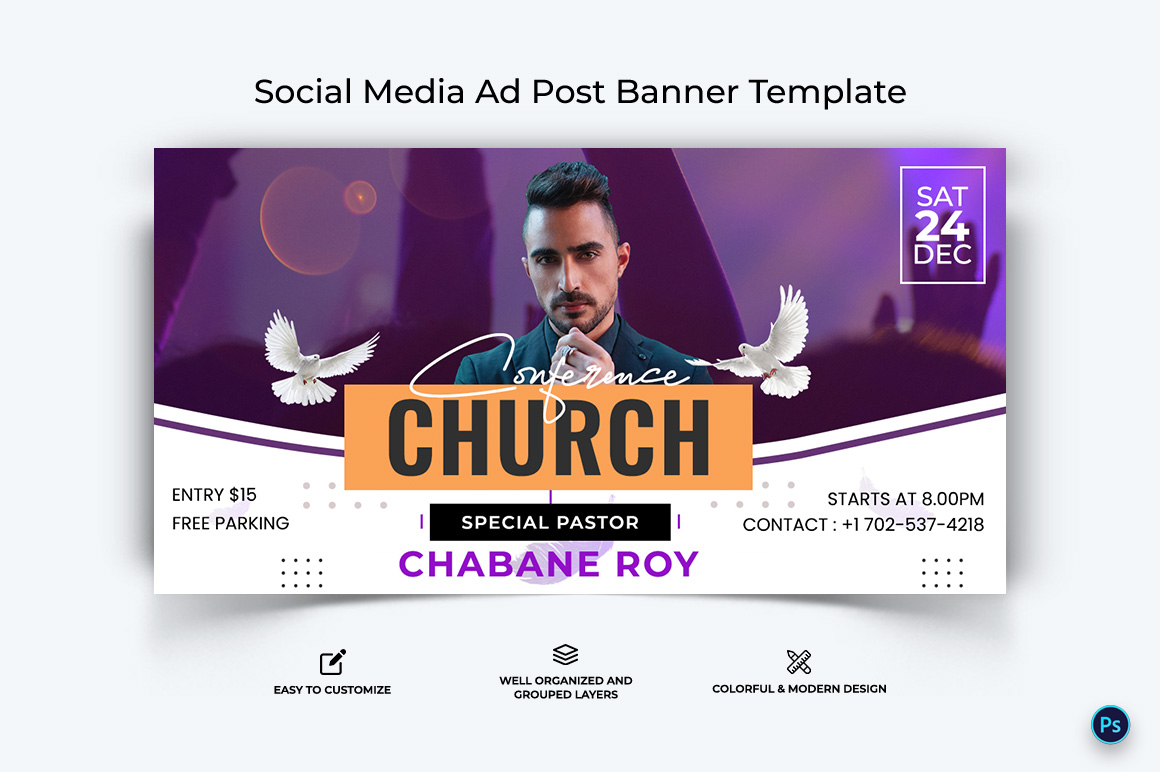 Church Facebook Ad Banner Design Template-25